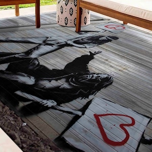 Bathroom Rug, Bath Rug, Bridesmaid Gift, Gift For Her, Graffiti Rugs, Bansky Peace Rugs, Peace vs. Love Rug, 3D Printeds Rug, Classic Rug,