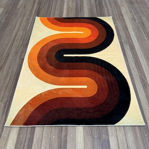 Scandinavian Style Rugs, Retro Rugs, Mid Century Rugs, Modern Rug, Bedroom Rug, Office Decor Rug, Boho Rug, Pet Friendly Rug, Orange Rug,