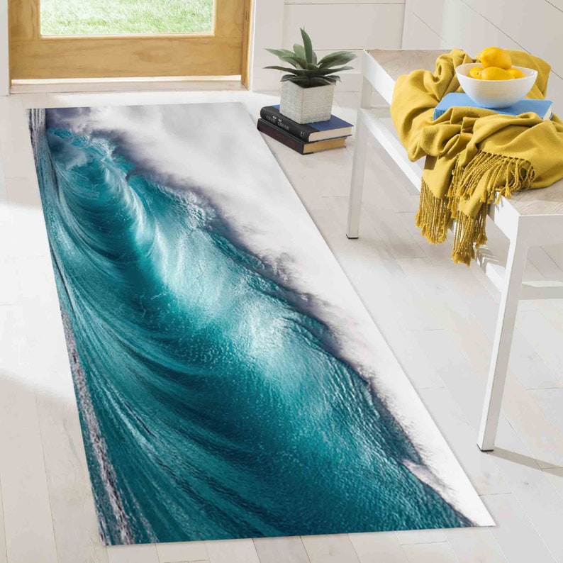 Water Wave Rugs, Ocean Rugs, Blue Rug, Landscape Rugs, Step Rug, Non-Slip Carpet, Kitchen Rug, Bathroom Rug, Classic Rug, Door Mat, image 5