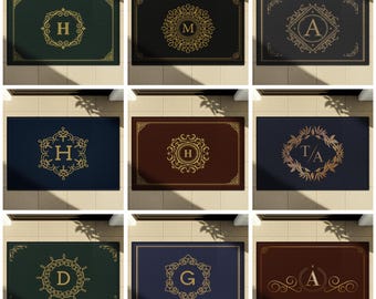 Zerbino personalizzato, Zerbino con iniziale personalizzata, Tappeto per interni ed esterni, Elegante zerbino per l'ingresso, Regalo per la casa, Antiscivolo, Vari colori, Tappetino antiscivolo