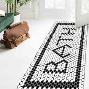 Easy to Clean Rug, Salon Decor Rug, Decorative Rug, Anti-Slip Carpet, Bathroom Decor Rug, Black And White Rug, Modern Rug, Accent Rug, imagem 5