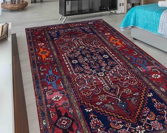 Turkish İnspired Medallion Rug, Ornate Floral Oriental Area Carpet, Classic Traditional Home Decor, 6x9 Luxury Red Turkish Style Mat,