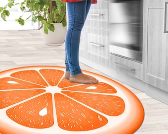 Orange Fruit Rug, Orange Rugs, Round Rugs, Modern Rugs, Entryway Rug, Office Decor Rug, Classic Rug, Nursery Rug, Fruits Rug, Cool Rug,