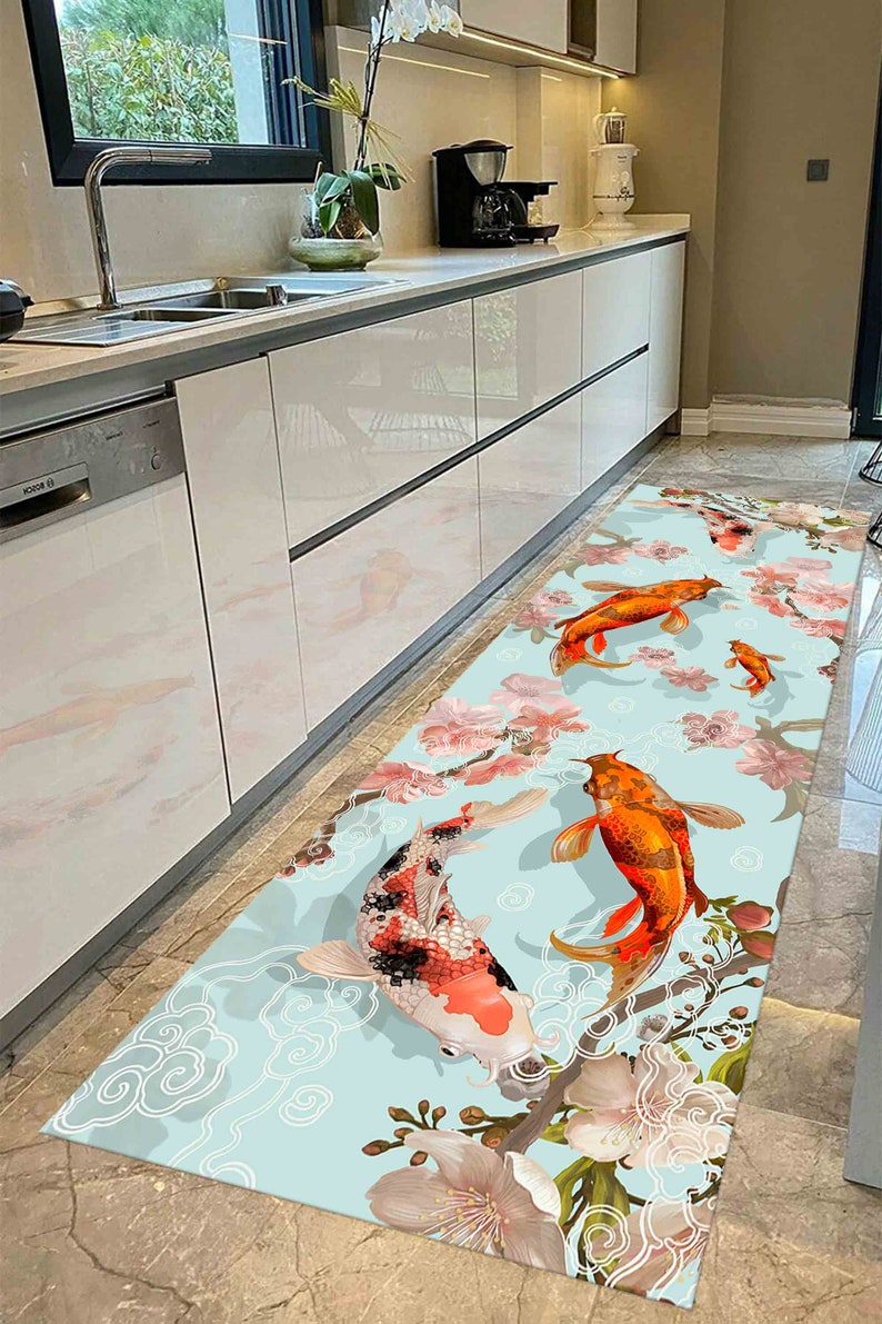 Japanese Koi Fish Rug, Japanese Rug, Koi Rugs, Animal Rug, Car Mat, Nursery Rug, Bathroom Rug, Anti-Slip Carpet, Entry Rug, Fish Rug, image 5