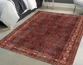 Red Traditional Turkish Style Rug, Red Classic  Rug, Antique Style Pattern Carpet, Elegant Living Room Rug, Vintage Inspired Bedroom Carpet