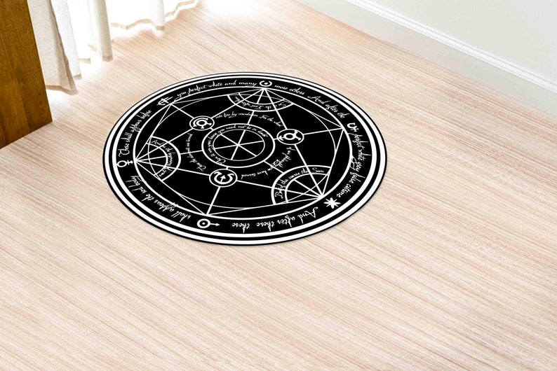 FMA Transmutation Rugs, FMA Rugs, Manga Rug, Modern Rug, Colorful Rug, Large Rug, Chenille Rug, Kitchen Rug, Non-Slip Carpet, Circle Rug, image 12