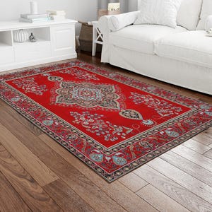 Vintage Design Rug, Floral Vintage Rug Pattern Rug, Blue Rugs, Oushak Rugs, Turkish Rug, Cool Rug, Kitchen Rug, Nursery Rug,