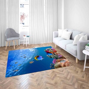 Salon Decor Rug, Stair Rug, Pattern Rug, Non Slip Rug, Animal Rug, Tropical Fish Rug, Underwater Fish View Rugs, Bedroom Rug, Indoor Rug,