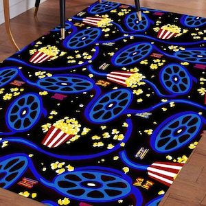 Movie Room Rug, Arcade Cinema Design, Easy Clean Custom Rug image 3