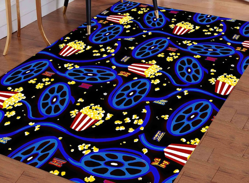Movie Room Rug, Arcade Cinema Design, Easy Clean Custom Rug image 3