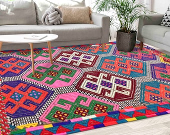 Colorful Rug, Pink Rugs, Navajo Rugs, Farmhouse Decor Rug, Turkish Rug, Bridesmaid Gift, Personalized Rug, Saloon Rug, Vidi Color Rug,
