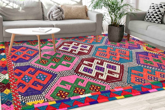 Colorful Rug, Pink Rugs, Navajo Rugs, Farmhouse Decor Rug, Turkish Rug, Bridesmaid Gift, Personalized Rug, Saloon Rug, Vidi Color Rug,