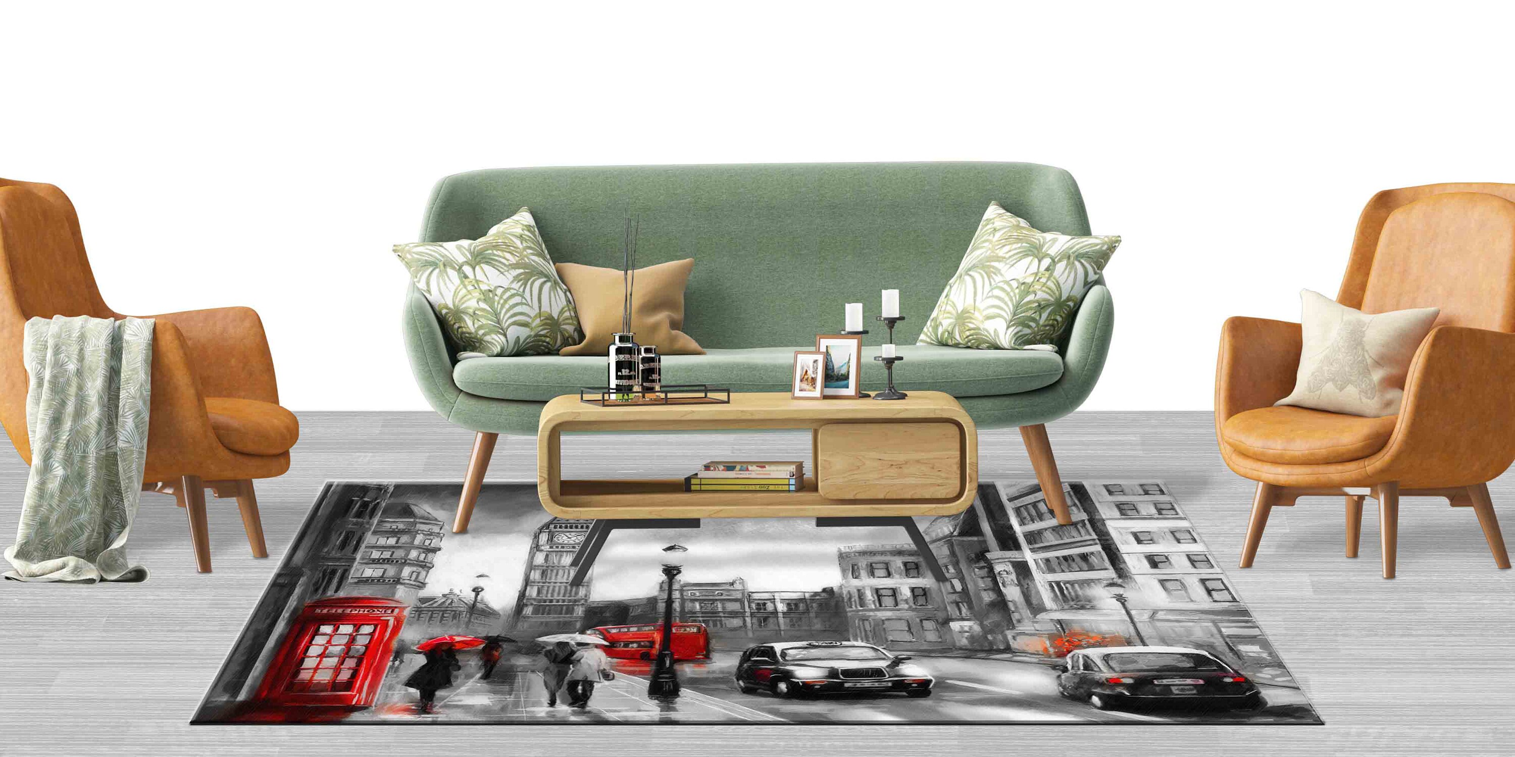 Telephone Rug Chenille Rug, Small Rug, Entry Rug, Gift for the Home, London Telephone ...