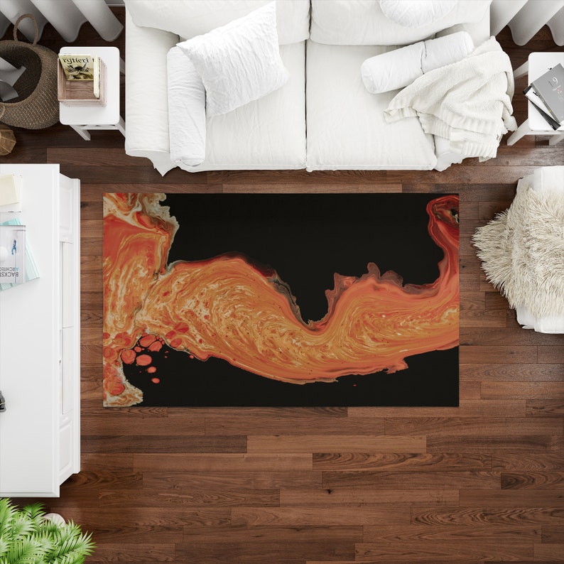 Salon Decor Rug, Colorful Rug, Non-Slip Carpet, Modern Rug, Orange And Black Rug, Hallway Rug, Front Door Rug, Area Rug, Luxury Rug, image 3