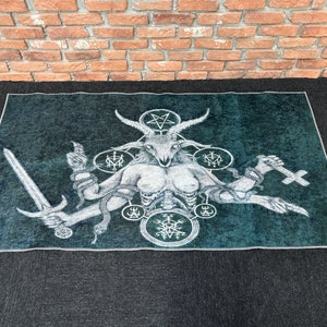 Satanic Demon Rugs, Black Rugs, Satanic Rug, Modern Rug, Salon Decor Rug, Salon Rug, Luxury Rug, Living Room Rug, Outdoor Rug, Thick Rug,