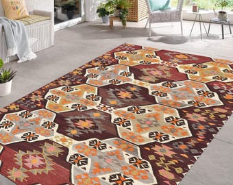 Classic Pattern Rug, Vintage Floor Rug, Durable Home Rug, Living Room Rug Turkish Rug, Non Slip Kilim Rug, Turkish Rug, Handmade Rug,