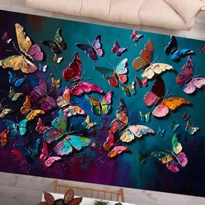 Butterfly Painting Print Rugs, Butterfly Rug, Modern Rugs, Animal Rugs, Office Rug, Accent Rug, Corridor Rug, Non-Slip Carpet, Step Rug, Bild 2