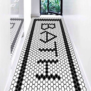 Easy to Clean Rug, Salon Decor Rug, Decorative Rug, Anti-Slip Carpet, Bathroom Decor Rug, Black And White Rug, Modern Rug, Accent Rug, imagem 4
