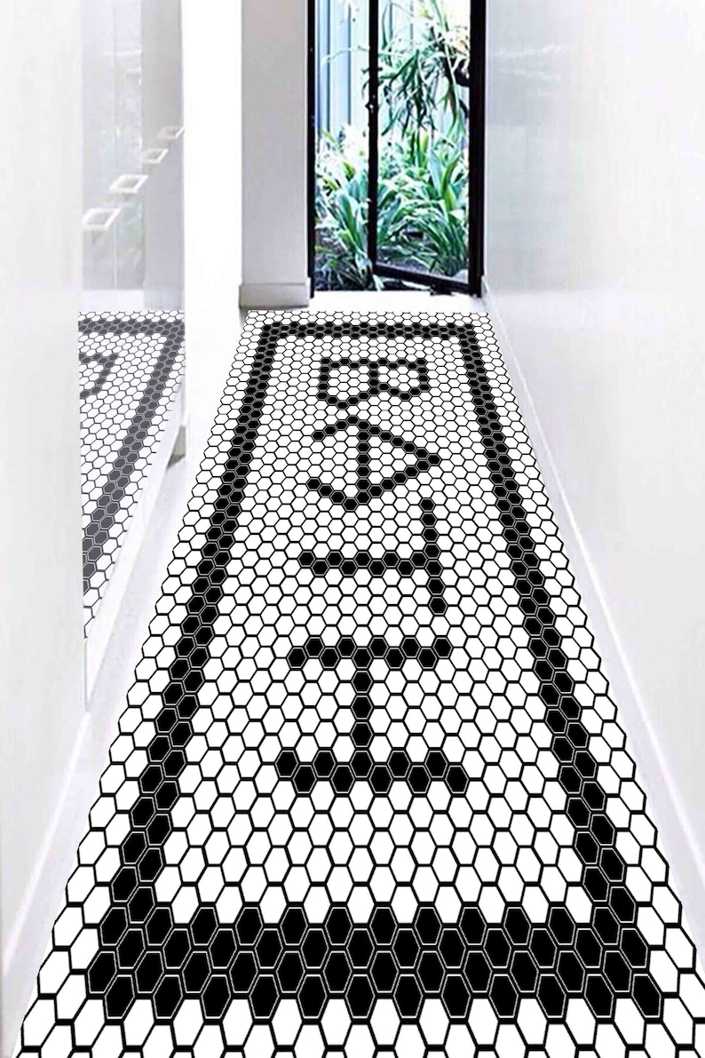 Easy to Clean Rug, Salon Decor Rug, Decorative Rug, Anti-Slip Carpet, Bathroom Decor Rug, Black And White Rug, Modern Rug, Accent Rug, imagem 4