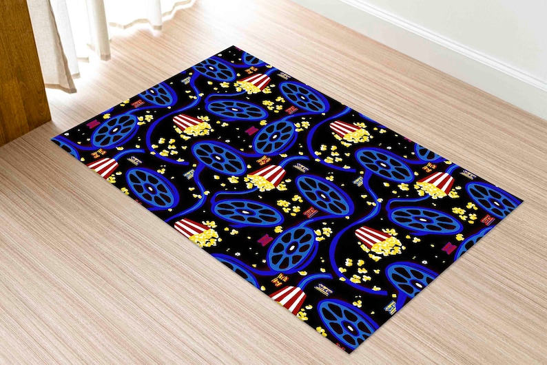 Movie Room Rug, Arcade Cinema Design, Easy Clean Custom Rug image 7
