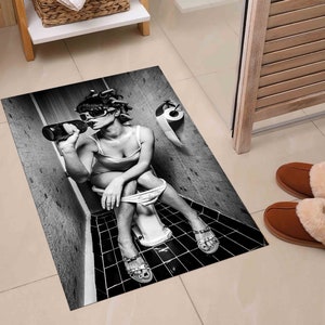Easy to Clean Rug, Chenille Rug, Salon Decor Rug, Gift For The Home, Modern Rug, Fashion Toilet Rugs, Toilet Rugs, Salon Rug, Customs Rug,