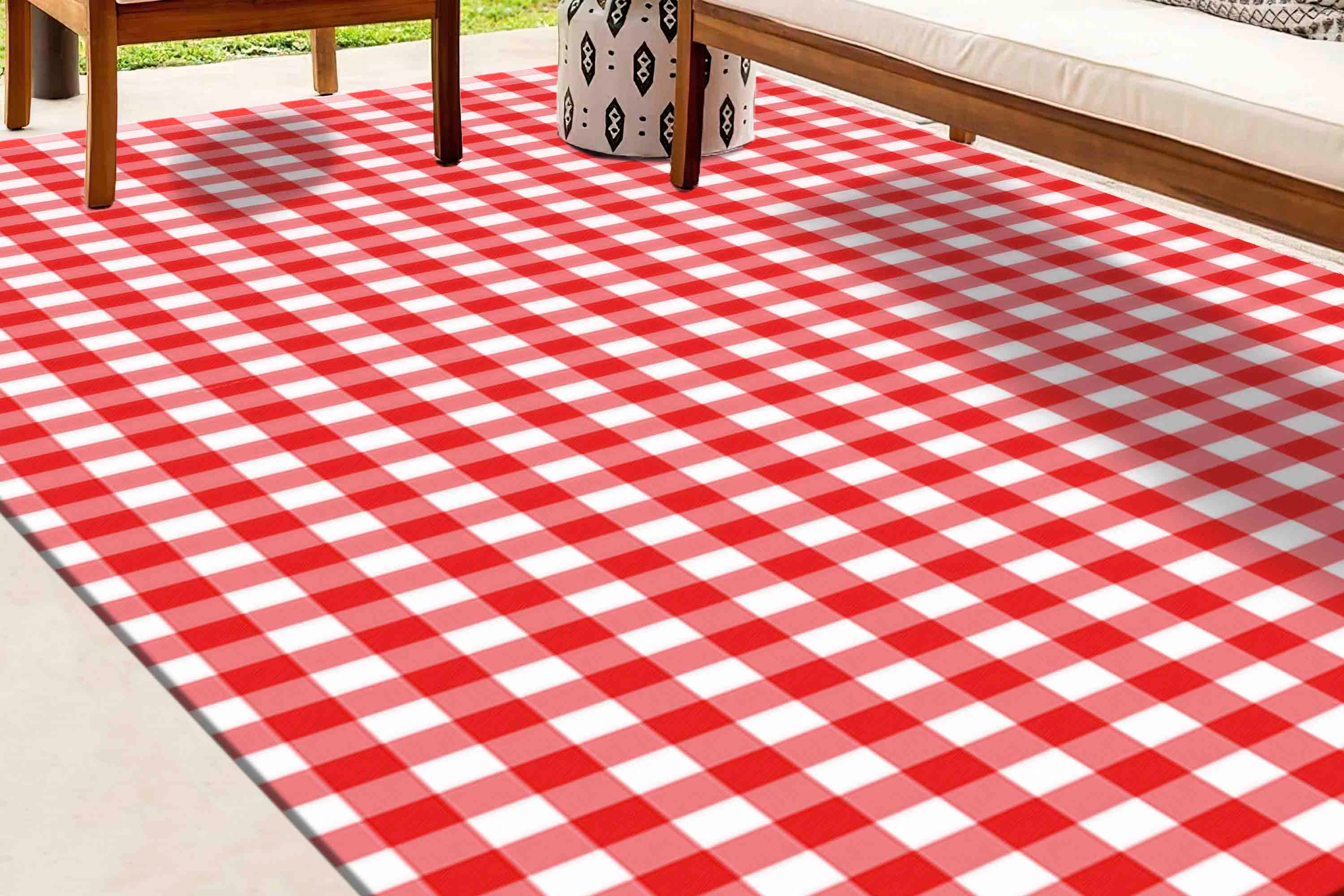 Red Rug White Line Work Red and White Checkered Rugs, Red Rug, Trendy Rugs, Living Room Rug ...