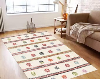 Kilim Rug, Pattern Rug, Washable Rug, Non Slip Floor Rug, Corridor Decor Rug, Office Home Rug, Handmade Anatolian Rug, Vintage Style Rug,