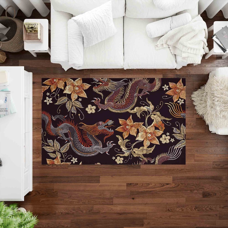 Japanese Rug, Cool Rug, Dragon Rug, Gift For Him, Modern Rug, Chinese Dragon Rugs, Asian Dragon Pattern Rug, Gift For Him, Living Room Rug, image 2