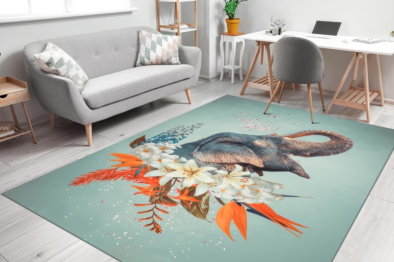 Elephant Rug, Flower Rugs, Abstract Rugs, Animal Rugs, 3D Printeds Rug, Hallway Rug, Bath Rug, Customs Rug, Salon Rug, Thick Rug, Area Rug, image 3