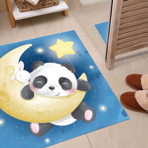 Cute Panda Rugs, Cute Moon Rug, Panda Rug, Kids Rug, Soft Rug, Nursery ...