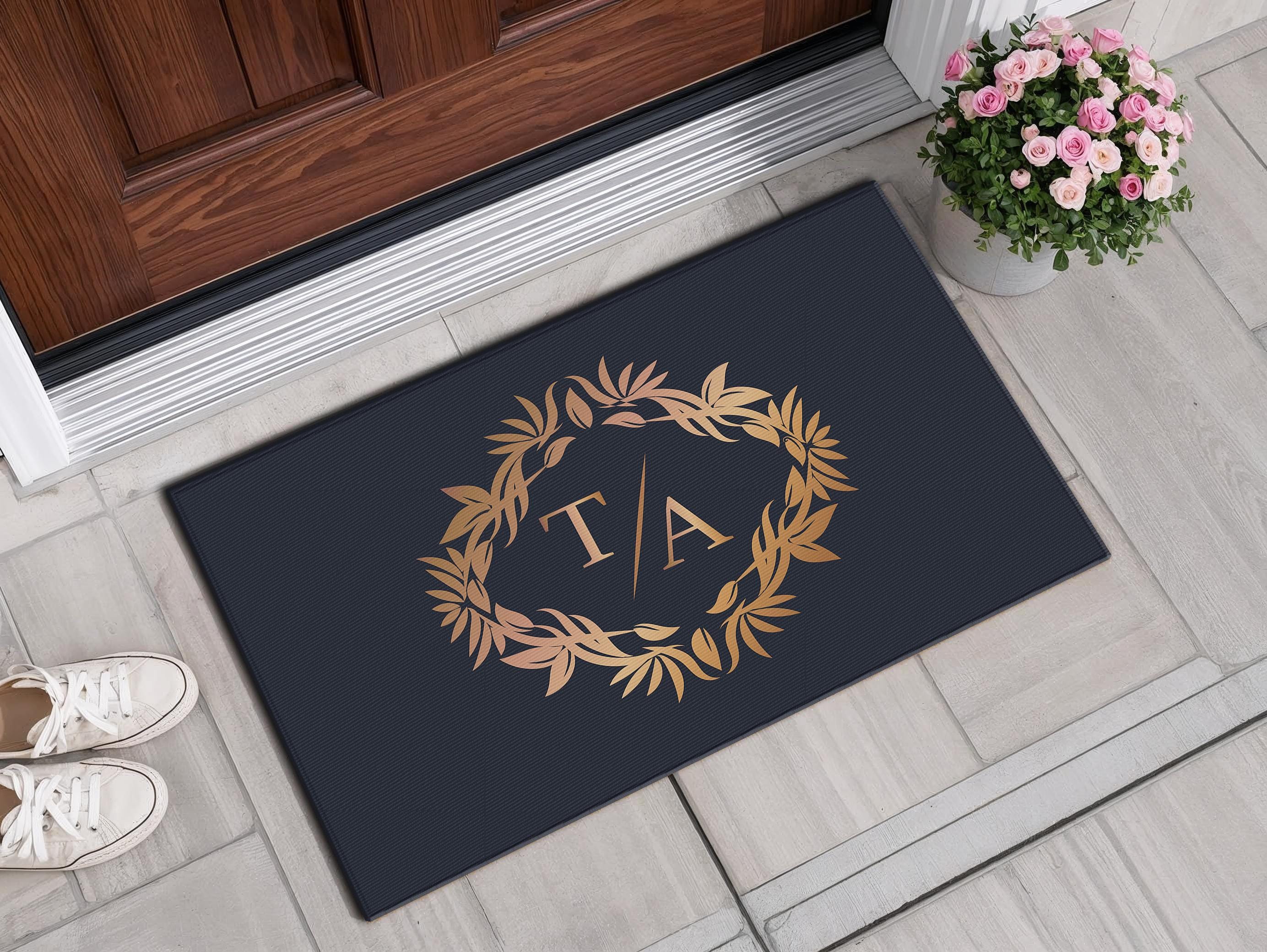 Personalized Door Mat, Custom Initial Doormat, Indoor Outdoor Rug