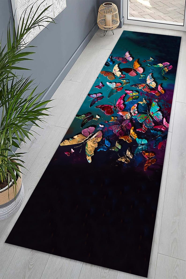 Butterfly Painting Print Rugs, Butterfly Rug, Modern Rugs, Animal Rugs, Office Rug, Accent Rug, Corridor Rug, Non-Slip Carpet, Step Rug, Bild 4