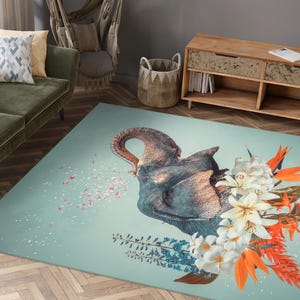 Elephant Rug, Flower Rugs, Abstract Rugs, Animal Rugs, 3D Printeds Rug, Hallway Rug, Bath Rug, Customs Rug, Salon Rug, Thick Rug, Area Rug, image 2