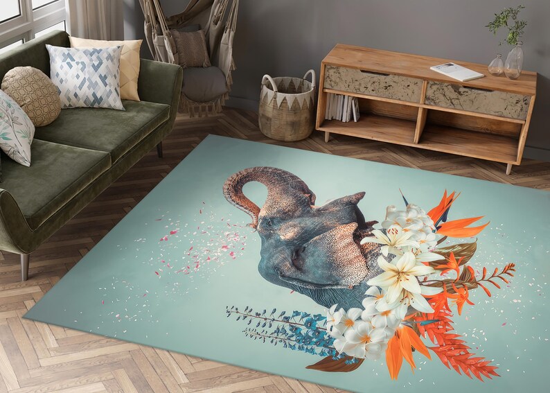 Elephant Rug, Flower Rugs, Abstract Rugs, Animal Rugs, 3D Printeds Rug, Hallway Rug, Bath Rug, Customs Rug, Salon Rug, Thick Rug, Area Rug, image 2