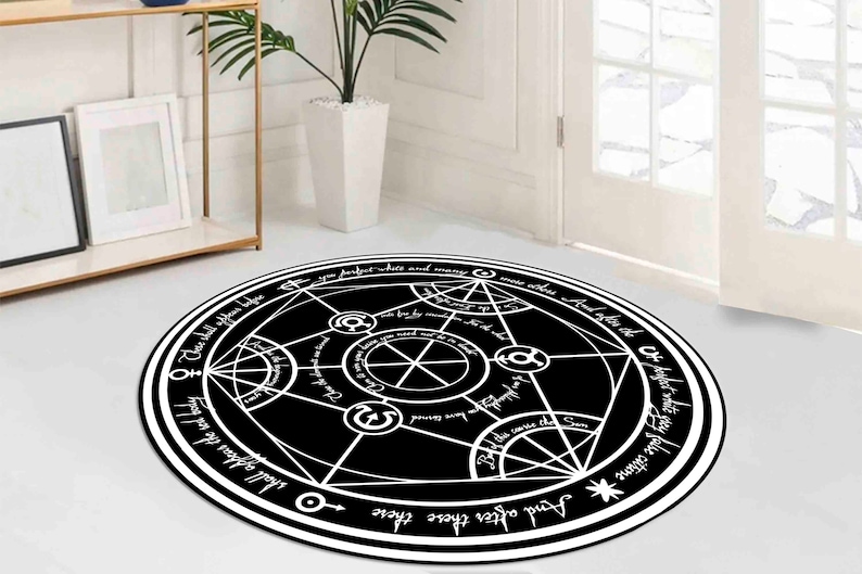FMA Transmutation Rugs, FMA Rugs, Manga Rug, Modern Rug, Colorful Rug, Large Rug, Chenille Rug, Kitchen Rug, Non-Slip Carpet, Circle Rug, image 9