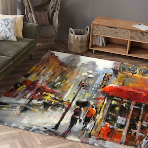 Luxury Rug, Kitchen Rug, Gift Rug, Personalized Gifts, Street Landscape Painting Rugs, City Rugs, Landscape Rug, Runner Rug, Wedding Rug,