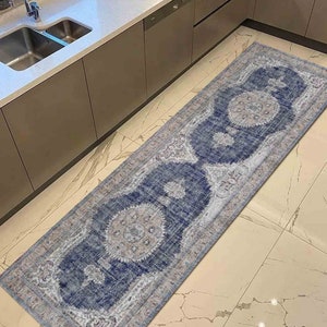 Navy Blue Rugs, Faded Rug, Medallion Rug, Persian Design Rugs, Turkish Rug, Corridor Rug, Indoor Rug, Bridesmaid Gift, Wall Hanging Rug,