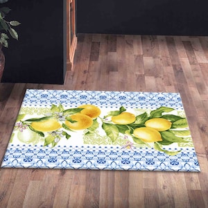 Lemon Pattern Rug, Lemon Rugs, Blue Rugs, Modern Rug, Outdoor Rug, Car Mat, Anti-Slip Carpet, Classic Rug, Door Mat, Thin Rug, Yellow Rug, image 6