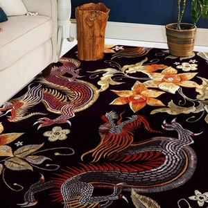 Japanese Rug, Cool Rug, Dragon Rug, Gift For Him, Modern Rug, Chinese Dragon Rugs, Asian Dragon Pattern Rug, Gift For Him, Living Room Rug, image 1
