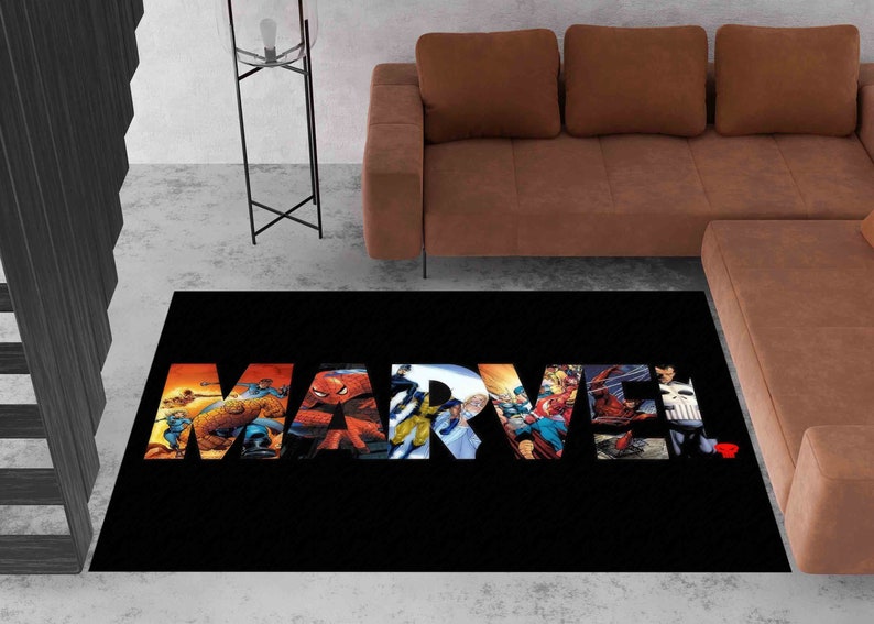 Personalized Rug, Cool Rug, 3D Printeds Rug, Housewarming Gift, Kids Rugs, Captain America Rugs, Marvel Rug, Kitchen Rug, Wedding Rug, imagen 2