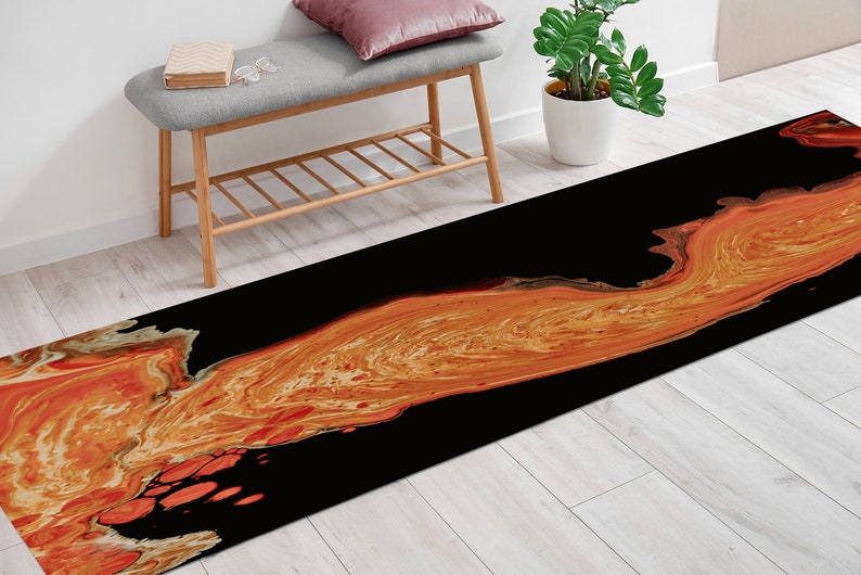 Salon Decor Rug, Colorful Rug, Non-Slip Carpet, Modern Rug, Orange And Black Rug, Hallway Rug, Front Door Rug, Area Rug, Luxury Rug, image 5