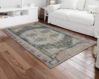 Vintage Design Rug, Beige Rugs, Green Rug, Turkish Stye Rugs, Turkish Rug, Wall Hanging Rug, Salon Decor Rug, Office Rug, Cool Rug,