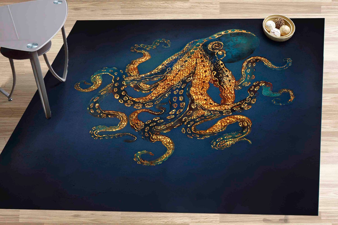 Classic Rug, Office Decor Rug, Colorful Rug, Anti-slip Carpet, Octopus ...