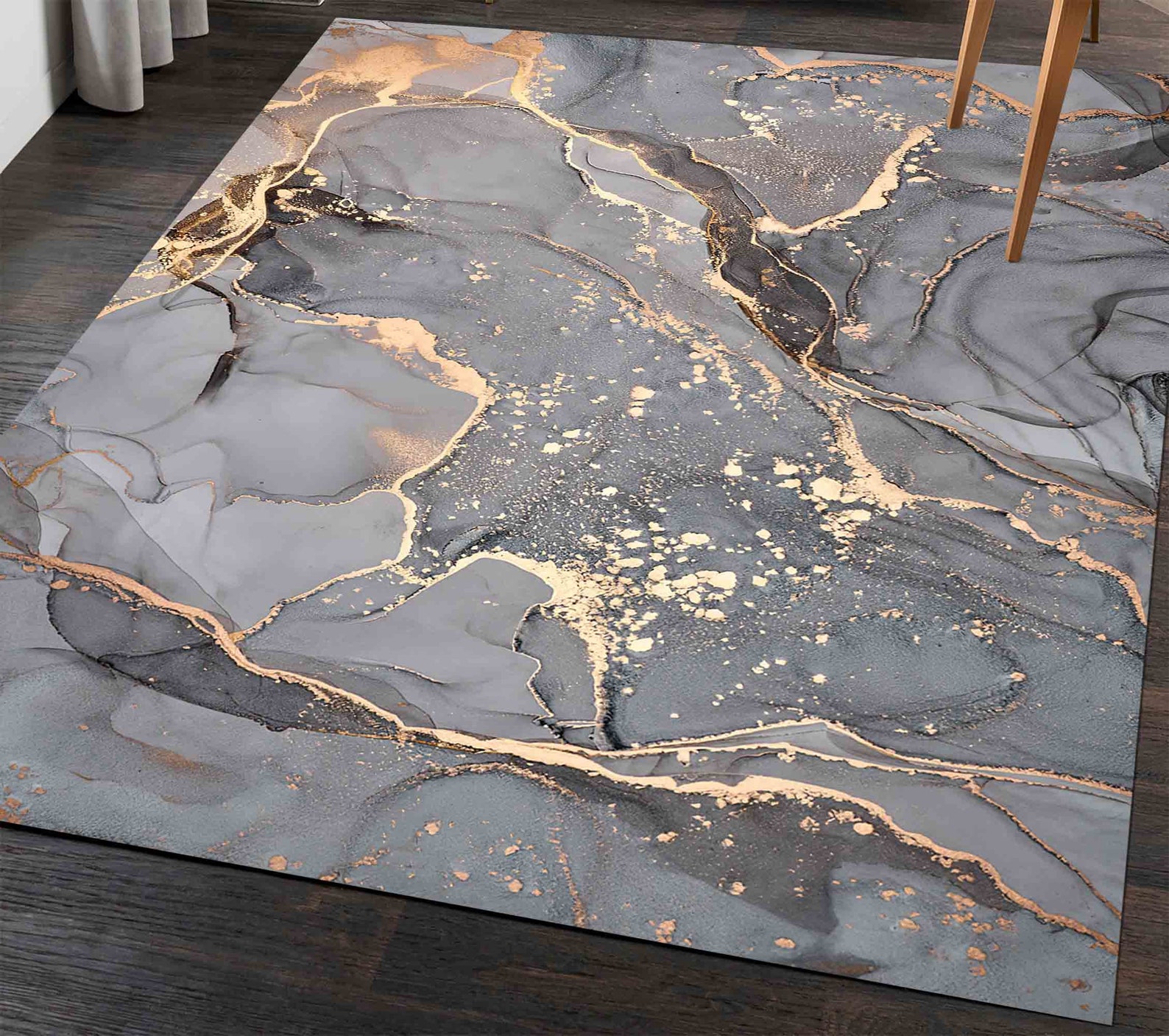 3D Gold Sand Flow 163 Round Non Slip Rug Mat