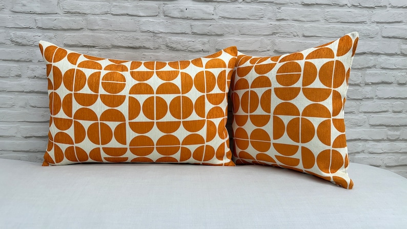 Checkerboard Pillow Cover, Orange Pillow Case, Mid Century Pillow Sham, Modern Cushion, Boho Pillow, Minimal Pillow, Modern Pillow, image 2