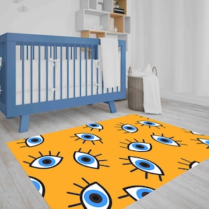 Easy to Clean Rug, Office Decor Rug, Chenille Rug, Anti-Slip Carpet, Modern Rugs, Evil Eye Rugs, Eye Rug, Chenille Rug, Stair Rug,