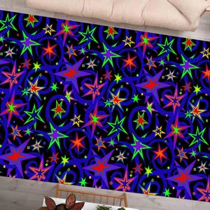 Stars Rug, Retro Rug, Play Room Rugs, Modern Rugs, Neon Rug, Wedding Rug, Anti-Slip Carpet, Cool Rug, Easy To Clean Rug, Classic Rug, immagine 2