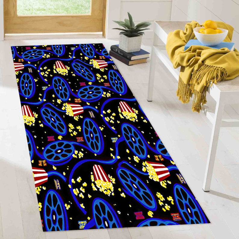 Movie Room Rug, Arcade Cinema Design, Easy Clean Custom Rug image 4