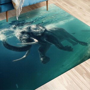 Elephant Rugs, Kids Room Rug, Underwater Rug, Animal Rugs, Personalized Gifts, Non Slip Rug, Home Decor Rug, Bathroom Rug, Area Rug, image 1