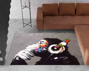 Soft Rug, Pet Friendly Rug, Hallway Rug, Non-Slip Carpet, Painting Rug, Gorilla Rugs, Monkey Rug, Bridesmaid Gift, Small Rug, Pattern Rug,